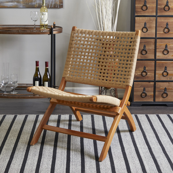 DecMode Wood Handmade Woven Lounge Chair, Brown - Walmart.com DecMode Wood Handmade Woven Lounge Chair, Brown - Walmart.com