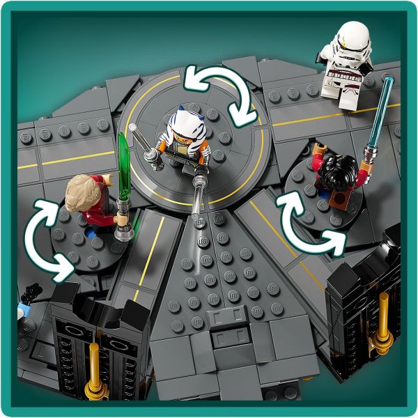 3 built-in turntables for spinning LEGO minifigure battles.