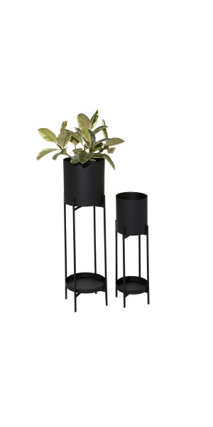 ( Set of 2 ) Black Metal Contemporary Planter, 30, 36 - 51971