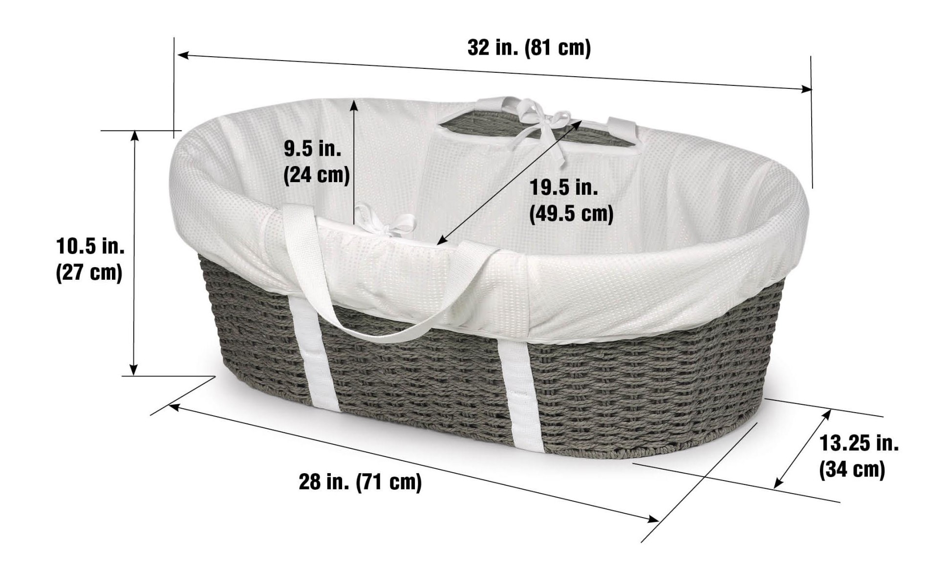 Badger Basket Wicker-Look Woven Baby Moses Changing Basket with Pad and  Cover - Natural/Ecru