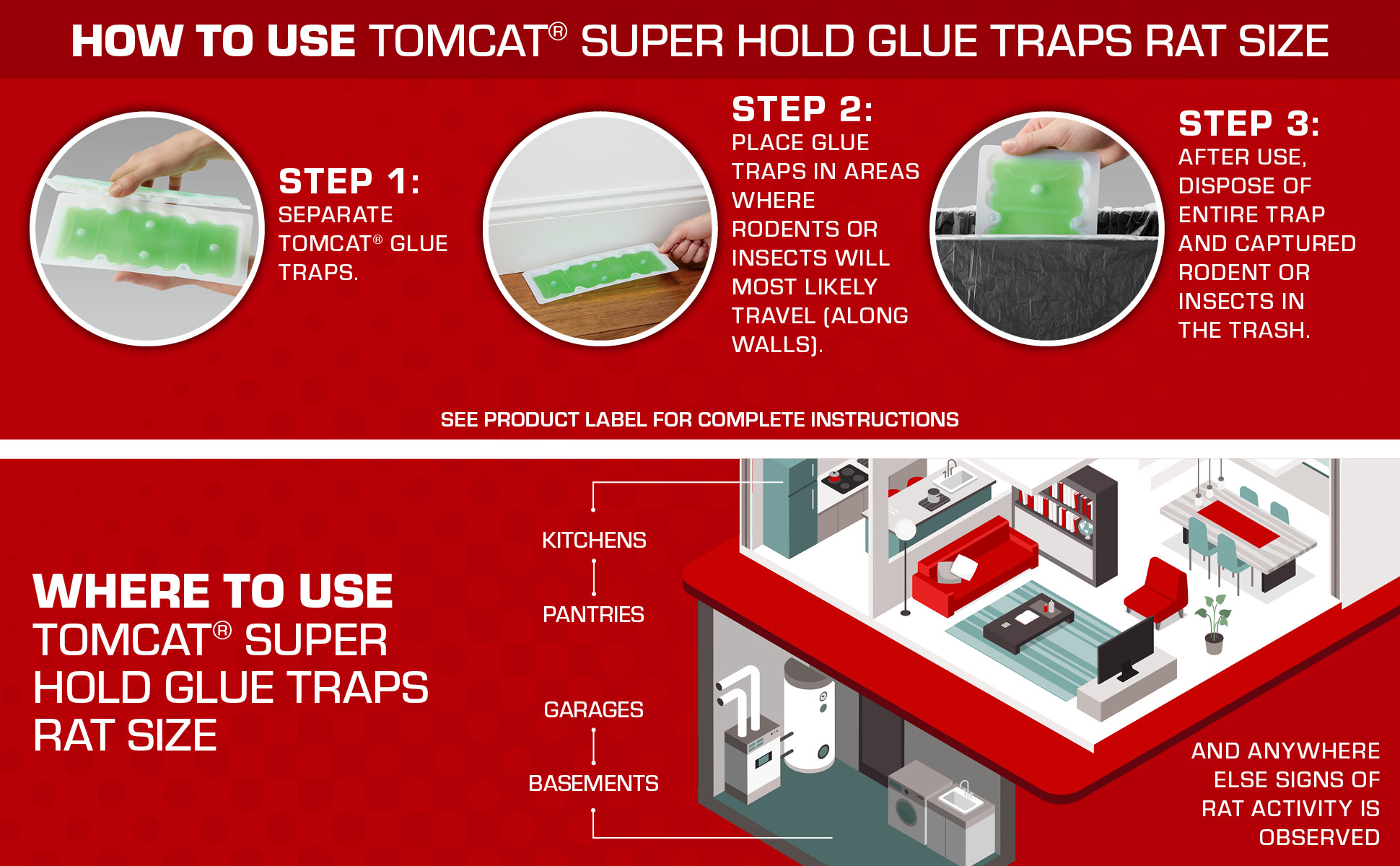 TOMCAT Super Hold Glue Traps Rat Size for Rats, Mice, Snakes, Cockroaches,  Spiders, and Scorpions, Ready-To-Use, 2 Traps 036291005 - The Home Depot