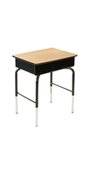 Open Front Desk with Metal Storage Book Box, Adjustable