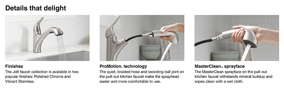 KOHLER Jolt Double Handle Standard Kitchen Faucet with Pull Out