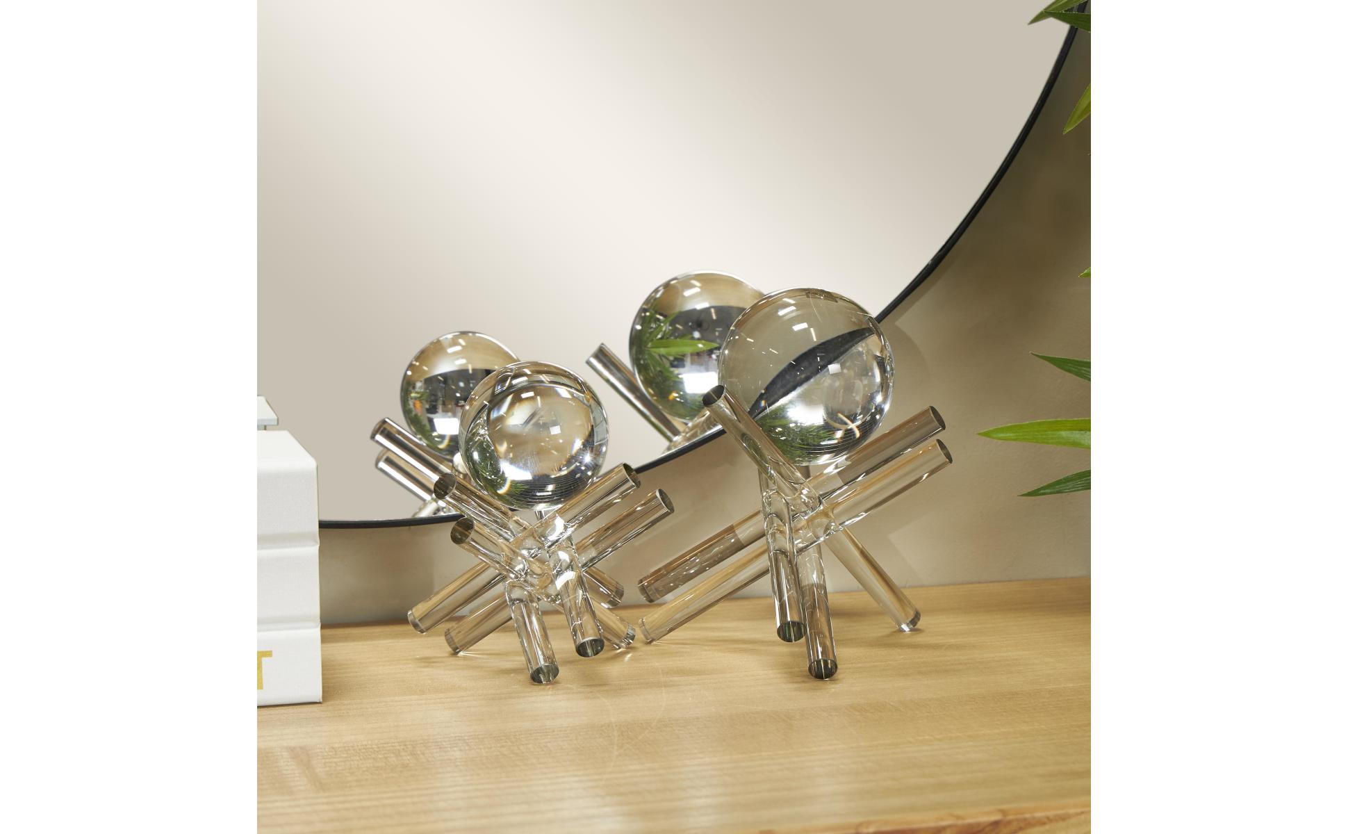 Litton Lane Clear Crystal Jack Inspired Abstract Sculpture