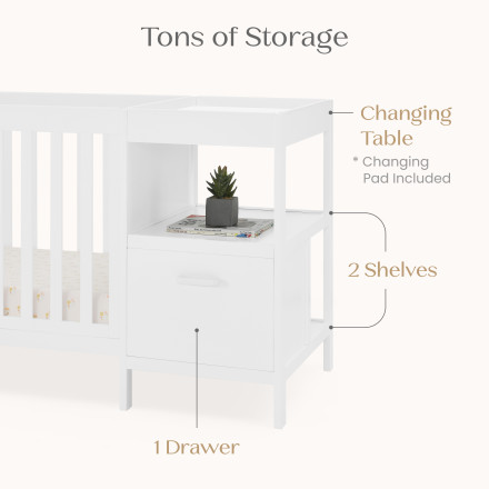 Delta Children Alice 5-in-1 Convertible Crib and Changer