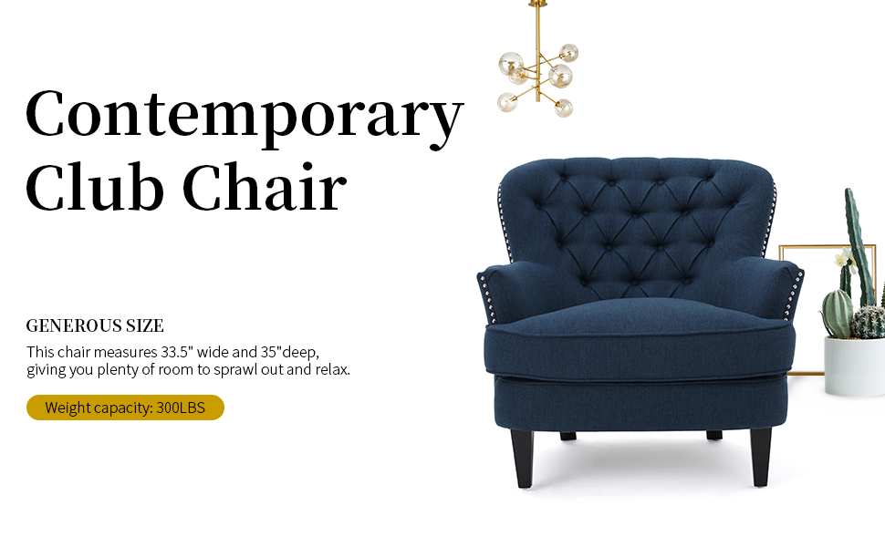 GDF Studio Ishtar Modern Accent Armchair, Living Room, Tufted