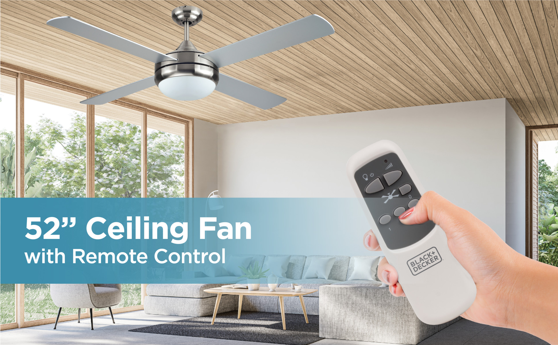 Black+decker 52 inch Ceiling Fan with Remote Control