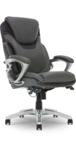 Serta Bryce Bonded Leather Office Chair with True Wellness AIR Tech, 250 lb. Capacity, Gray