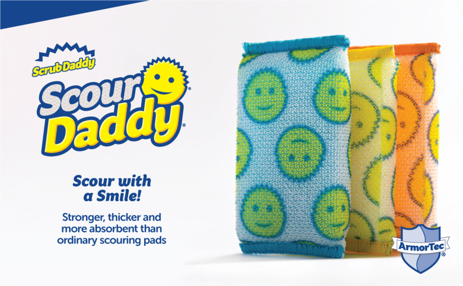 Scrub Daddy Scour Pads - Scour Daddy - Multi-Surface Scouring Pad,  Absorbent, Durable, FlexTexture Sponge, Soft in Warm Water, Firm in Cold,  Scratch