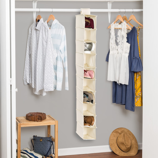 Honey Can Do Polycotton 10 Shelf Hanging Closet Organizer Natural Walmart