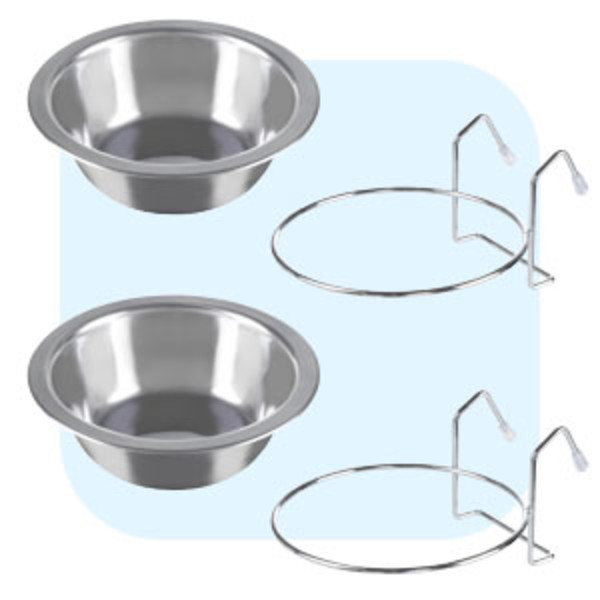 Set of 2 Stainless-Steel Dog Bowls ? Cage Kennel and Crate Dog Bowls  Hanging for Food and Water ? 20oz Each and Dishwasher Safe by Petmaker 