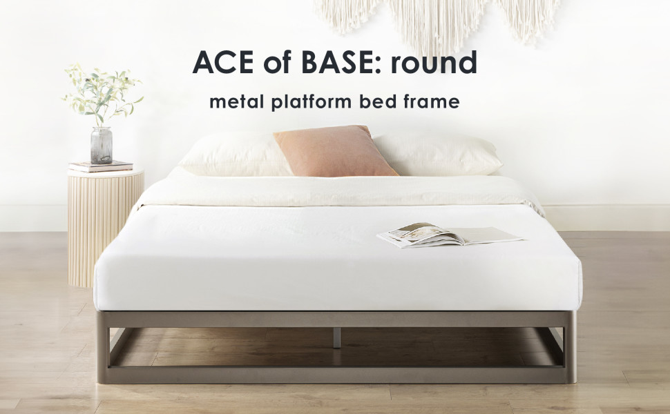 Mellow Ace Queen Size 9 Heavy Duty Metal Platform Bed Steel Slats Champagne Grey Walmart