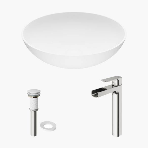 スペシャルオファ Composite Lotus Stone Matte VIGO Round Sink Bathroom Vessel 工具+メンテナンス