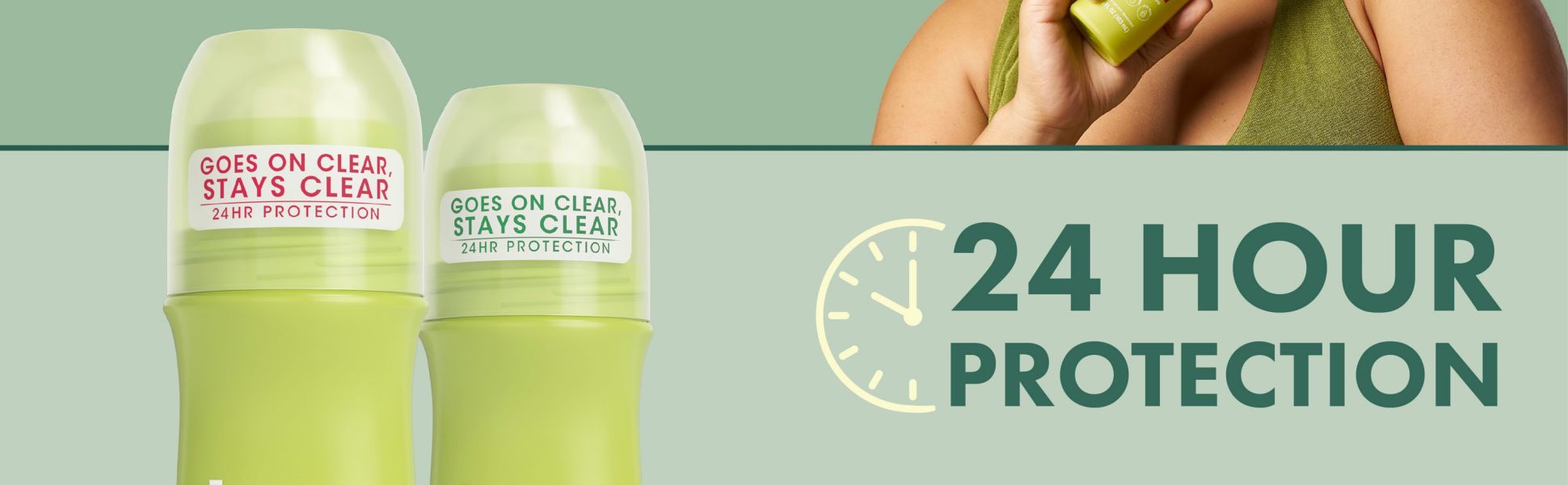 Top of the Ban deodorant bottle with text 24 hour protection.