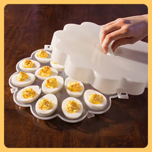 RMay Store hotumn 2 tiers deviled egg containers with lid & holder plastic  egg holders clear