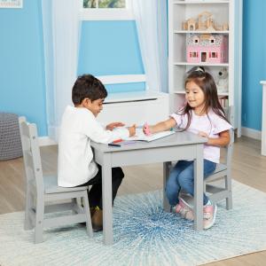 Melissa & Doug Kids Furniture Wooden Table & Chairs-Gray Kids Furniture