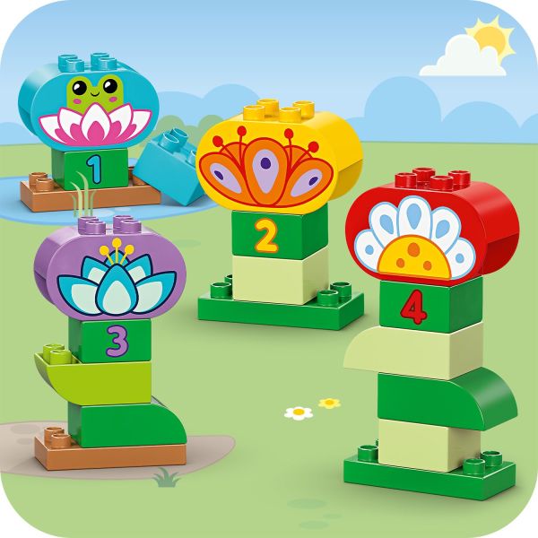 Help toddlers count out the bricks and give them a number.