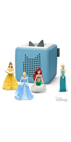 Tonies Disney Princess Toniebox Audio Player Bundle with Elsa, Ariel,  Cinderella, & Belle, for Kids 3+, Light Blue