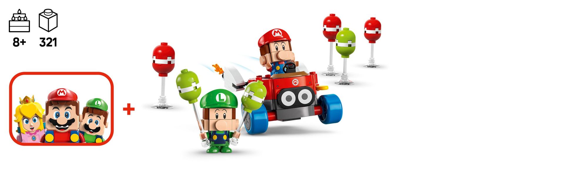 Add LEGO Mario (from set 71439), LEGO Luigi (71440) or LEGO Peach (71441) for interactive play (sets sold separately).