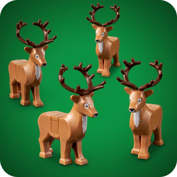 4 adorable reindeer figures bring the magic to life.