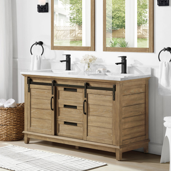 Ove Decors Cruz 60 in. Double Sink Bathroom Vanity in Pure White