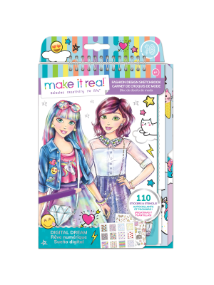 Make It Real: Fashion Design Sketchbook: Digital Dream - Includes 110  Stickers & Stencils, Draw Sketch & Create, Fashion Coloring Book, Tweens 