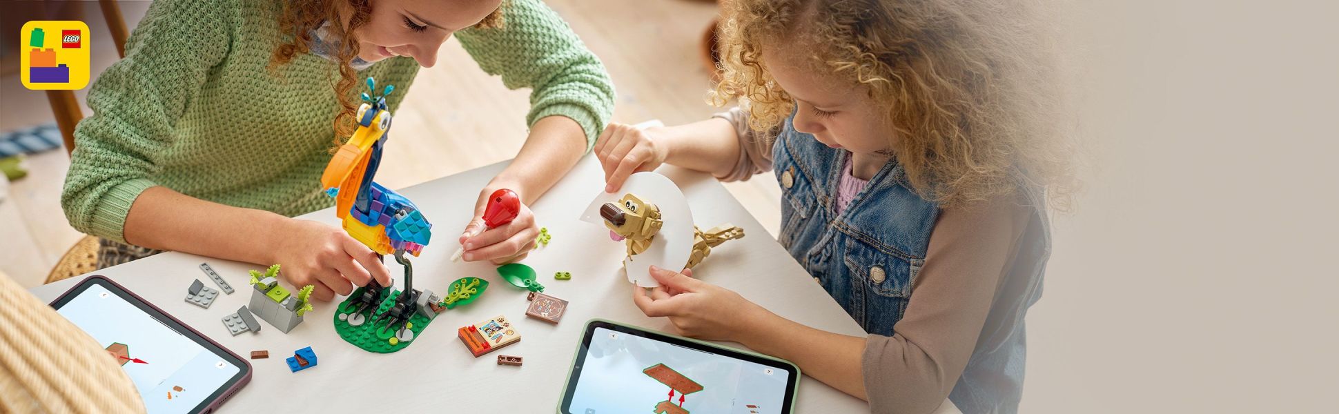 The LEGO Builder app offers a fun and collaborative Build Together experience when creating this set.
