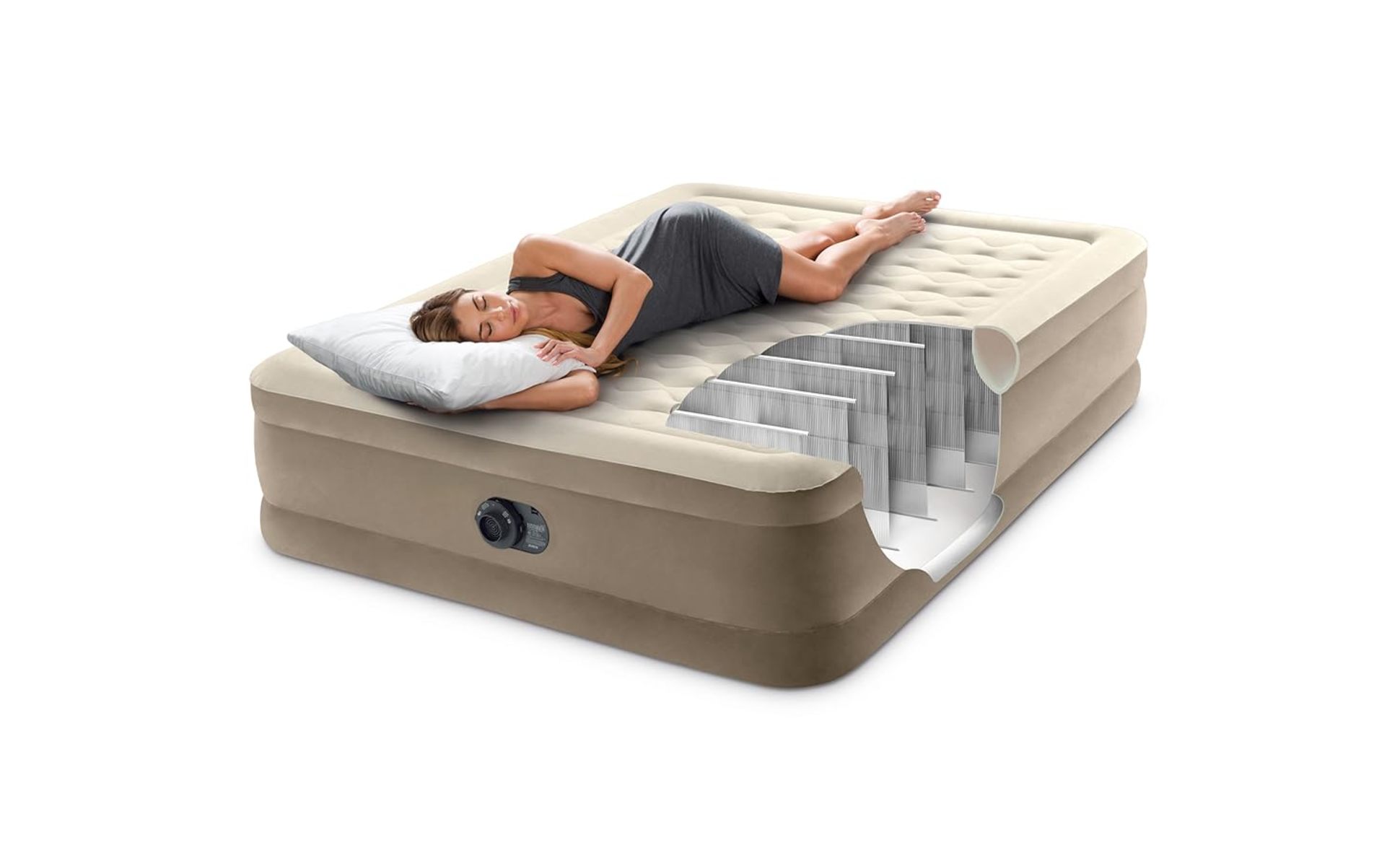 Intex Dura-Beam Deluxe 18 in. Queen Air Mattress with Built Intex Dura-Beam Deluxe 18 in. Queen Air Mattress with Built