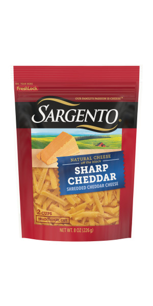 Sargento Shredded Sharp Natural Cheddar Cheese, Traditional Cut