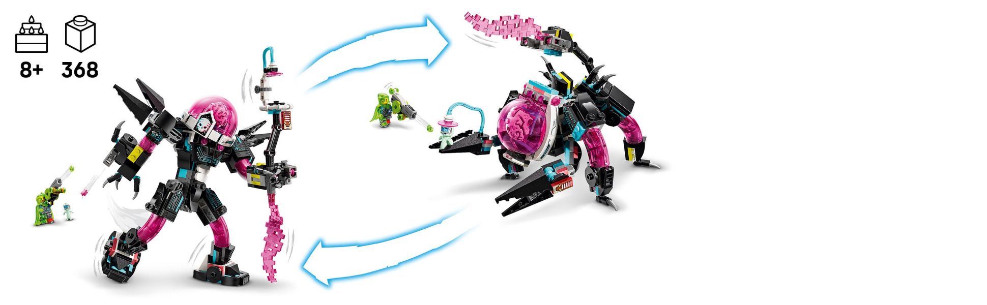 Young dreamers build a colorful capsule before rebuilding it as a Cyber Brain mech toy or a Cyber Brain scorpion mech toy.