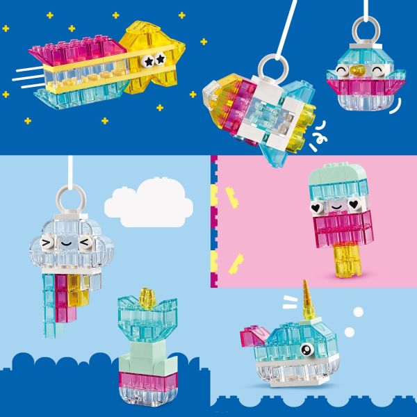 Including a spaceship, cloud, narwhal, ice cream and flower.