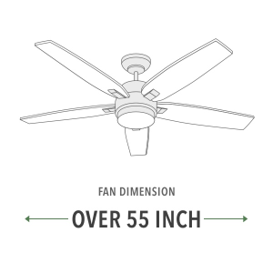 Depicts fan dimensions in inches