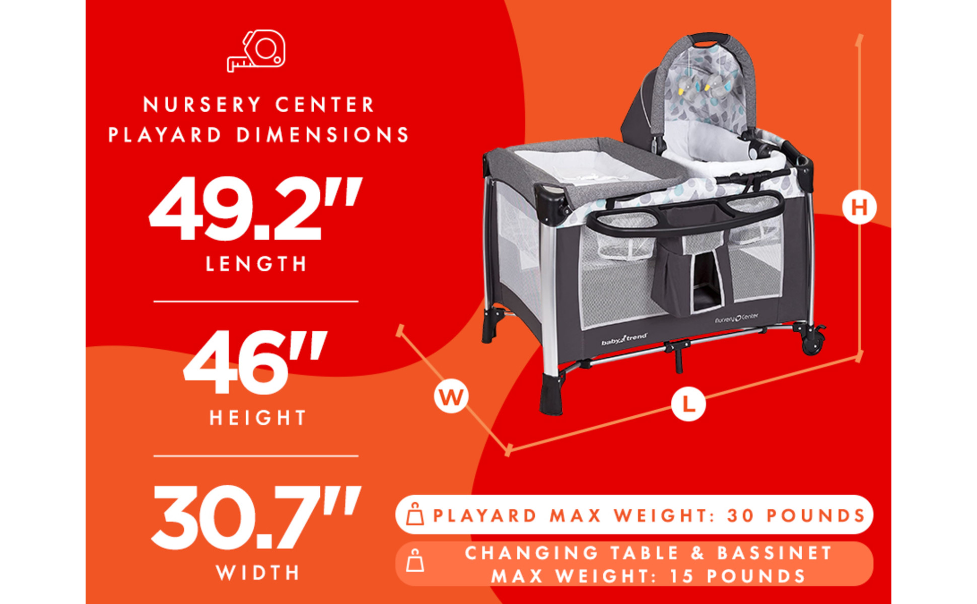 Baby Trend GoLite ELX Nursery Center, Deluxe Bassinet