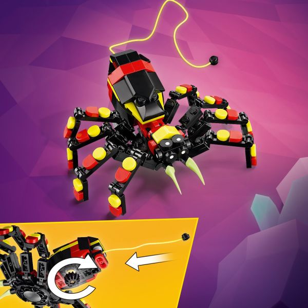 Pull out the spider’s web to hang it from a LEGO brick.