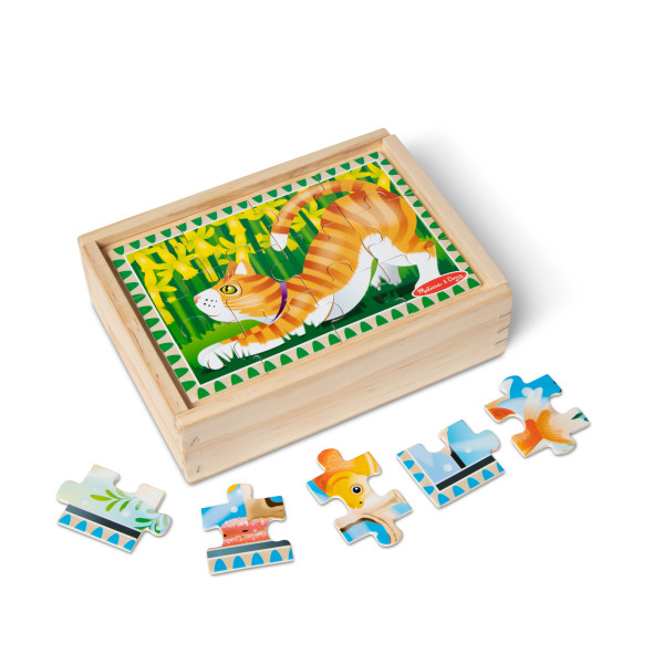 Melissa & Doug Pets 4-in-1 Wooden Jigsaw Puzzles in a Storage