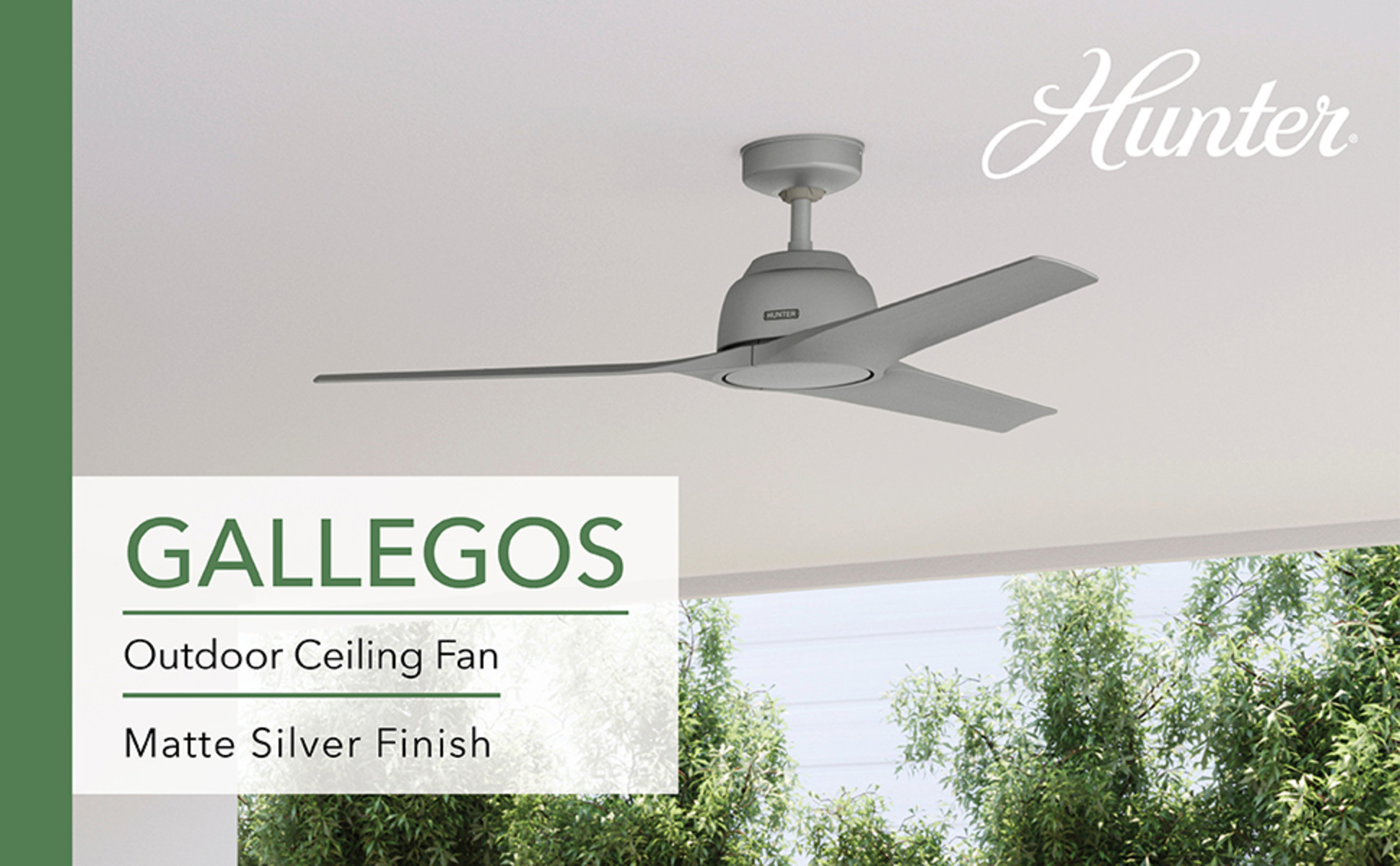 Hunter Gallegos 52 in. Matte Silver Indoor/Outdoor Ceiling Fan 