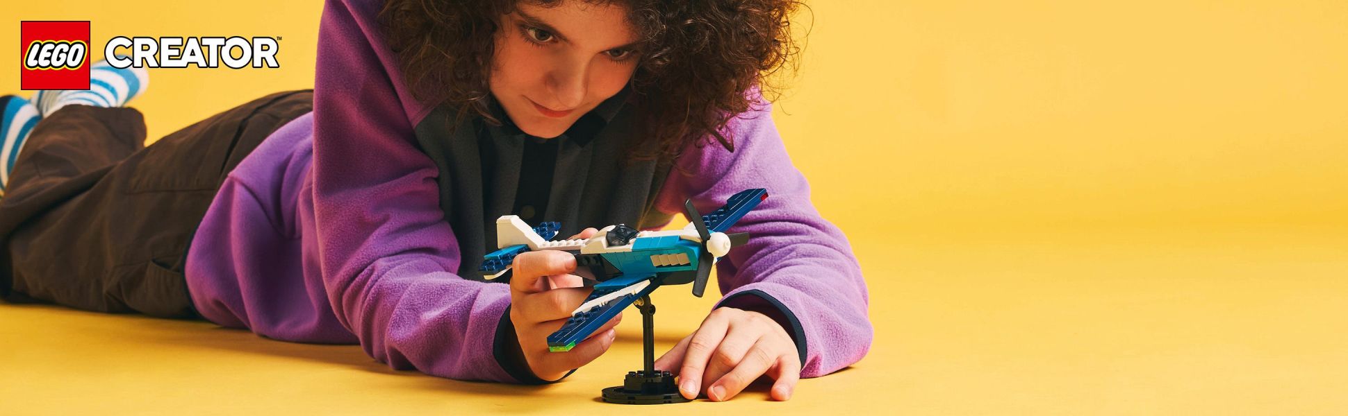 In this LEGO Creator 3in1 playset, kids soar high with a Race Plane, then rebuild it into a jet plane or a helicopter model.