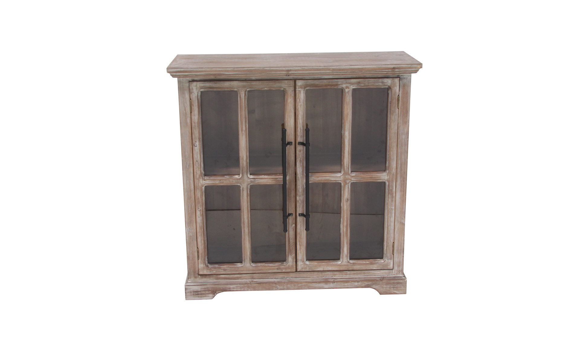 Litton Lane 33 in. W Brown Wood 1 Shelf and 2 Door Cabinet with Glass Front  Panels 77931 - The Home Depot