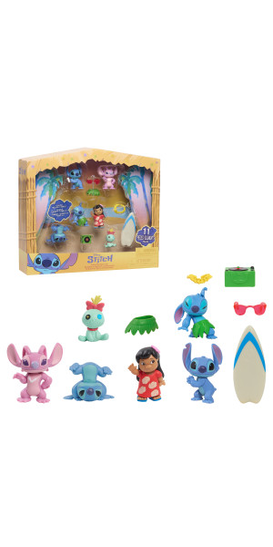 Disney Stitch Collectible Figures Set, 11 Pieces, Includes