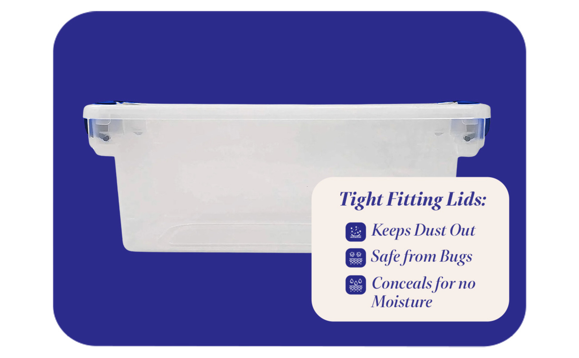 Homz 7.5qt Latching Plastic Storage Box Bin with Lid, Clear/Blue