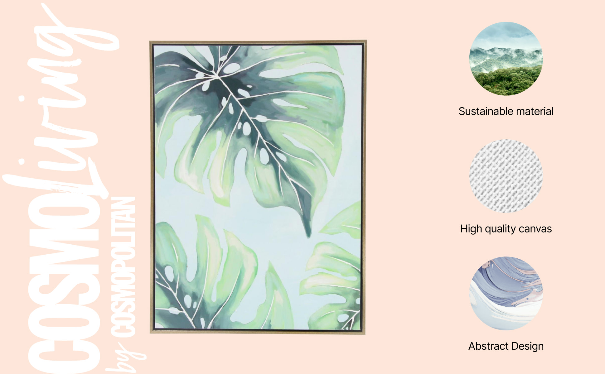 CosmoLiving by Cosmopolitan 1- Panel Leaf Monstera Framed