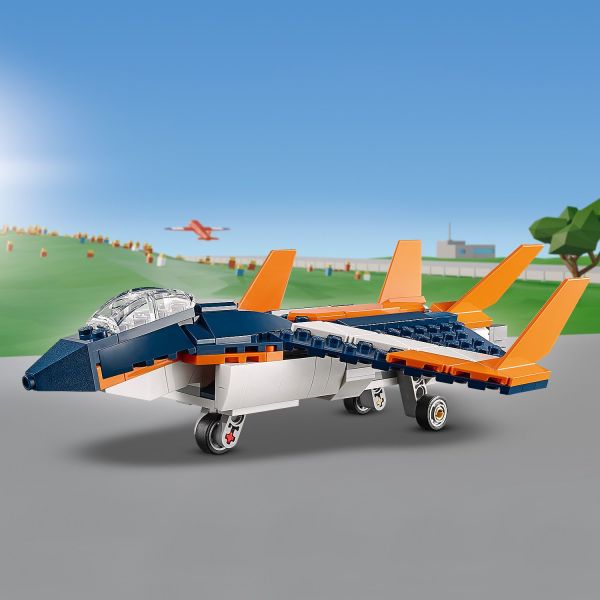 LEGO Creator 3 in 1 Supersonic Jet Plane Toy Set, Transforms from