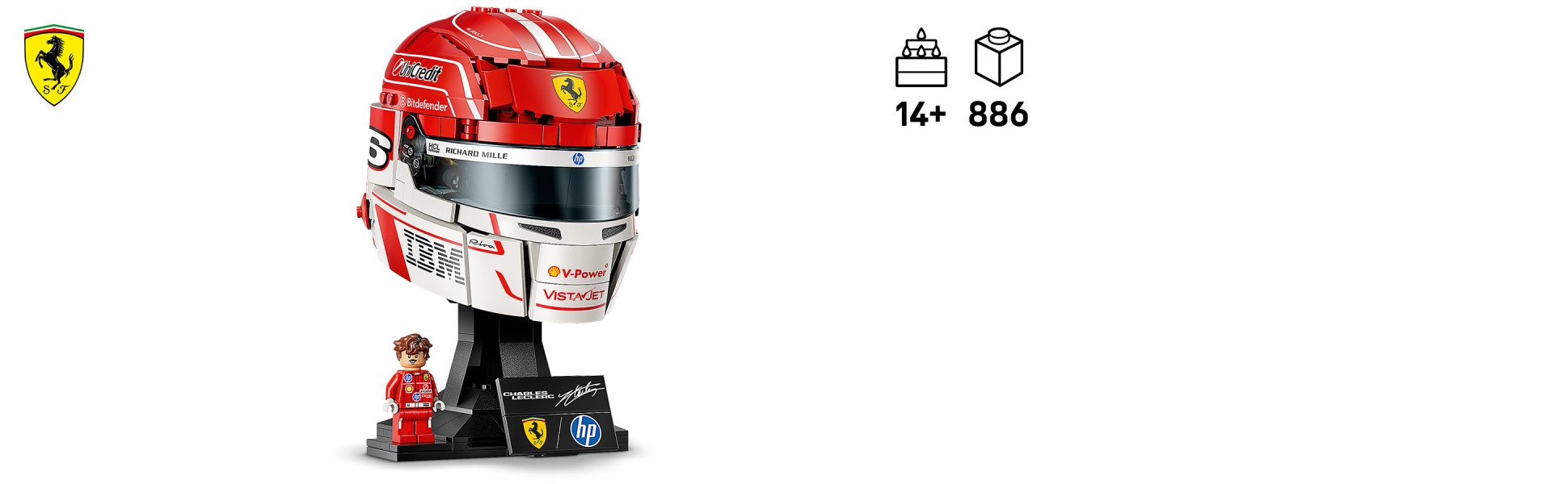 The helmet comes in Ferrari’s famous Rosso Monaco (racing red) and features printed graphic details.