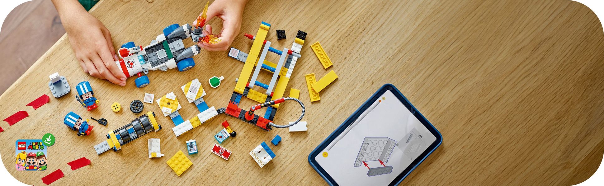 Find step-by-step building instructions for this Nintendo character playset in the box or on the LEGO Super Mario app.