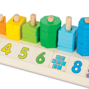 Melissa & Doug Wooden Counting Shapes Stacker, 66 Pieces 