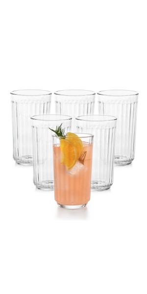 Libbey Paneled Highball Glasses, 17-ounce, Set of 6