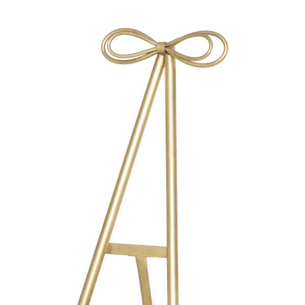 DecMode 20 x 53 Gold Metal Tall Adjustable Display Stand 3 Tier Easel  with Bow Top, 1-Piece