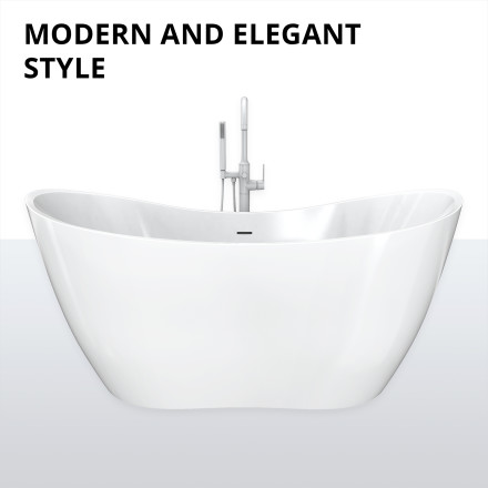 DreamLine Nile 53 in. x 28 in. Freestanding Acrylic Soaking