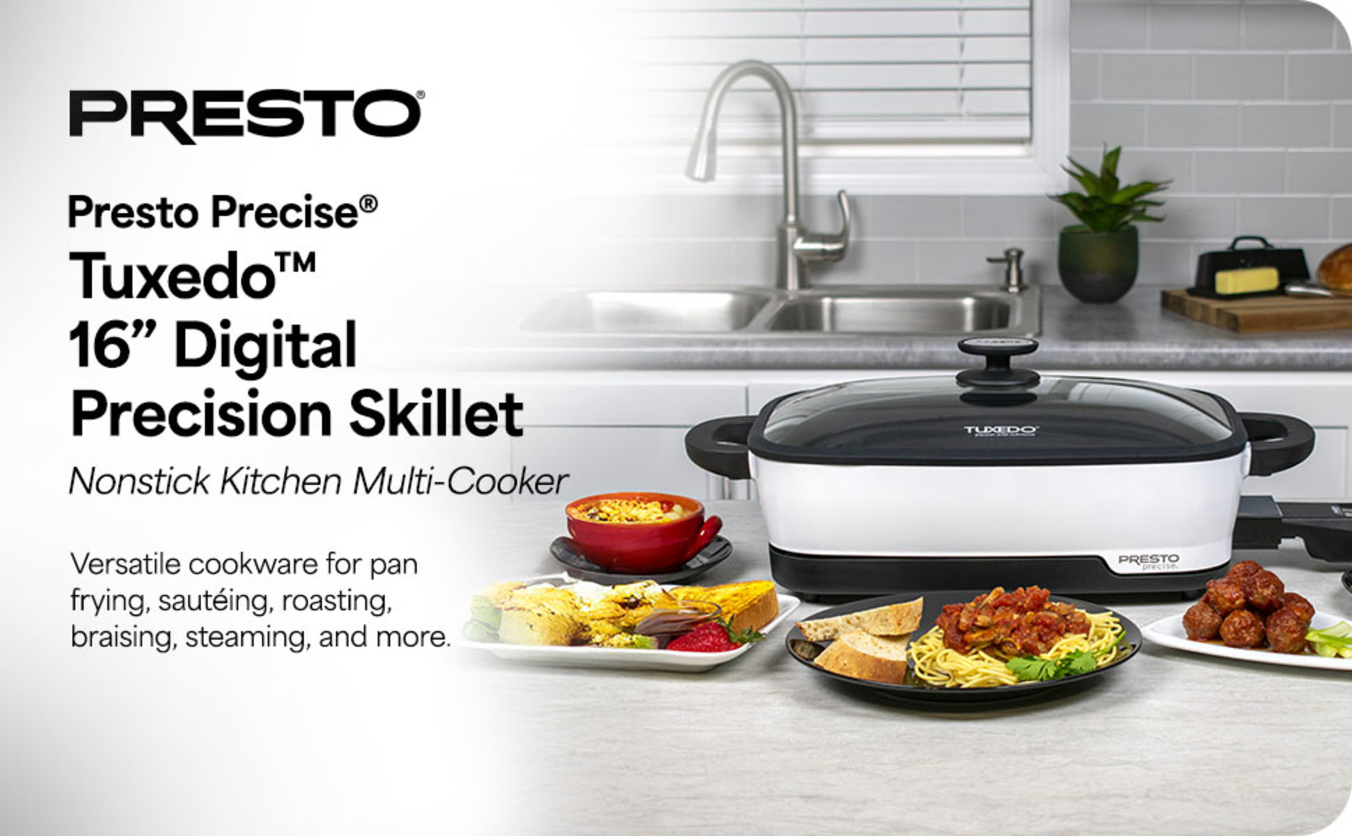 Presto Precise Tuxedo 16 Precision Skillet Multi-Cooker 06854