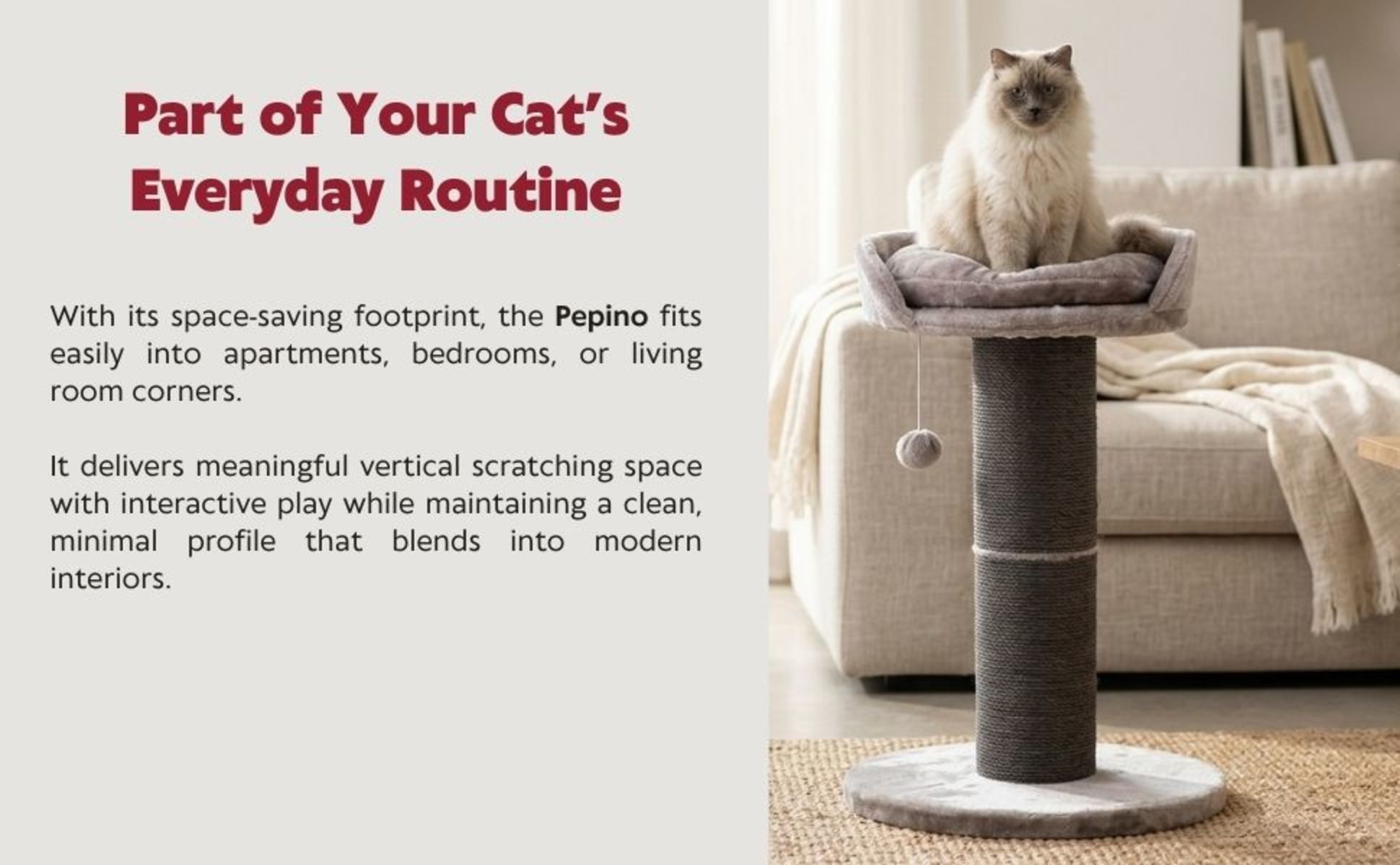 TRIXIE Pepino Cat Scratching Post in Gray, 35
